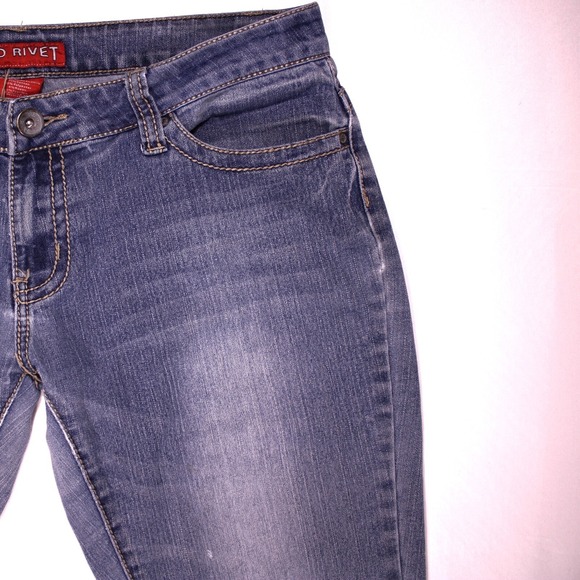 Red Rivet Jeans Womens Size 13 Blue Medium Wash Low-Rise Stretch Denim - 36.5x31 - Picture 9 of 16